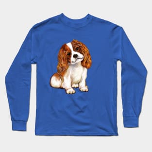 Cavalier King Charles spaniel cute tan and white puppy dog - puppy love Long Sleeve T-Shirt